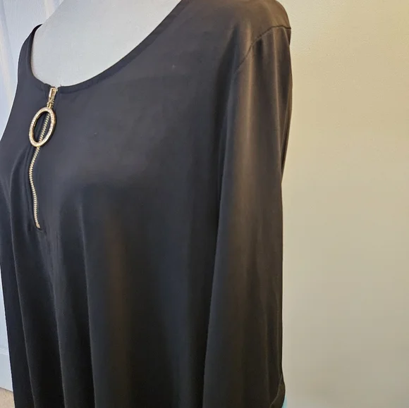 Avenue Women's Size 3x Black Shirt Tunic with Blue Trim - Picture 6 of 13